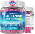 Liposomal L-Theanine Gummies 500mg Melatonin-Free Calm &amp Relaxation Gummies with Magnesium Glycinate 5-HTP Mushroom Vitamins D3 B12 Ashwagandha for Brain Calm Relax Mood Zzz Vegan 60 Ct