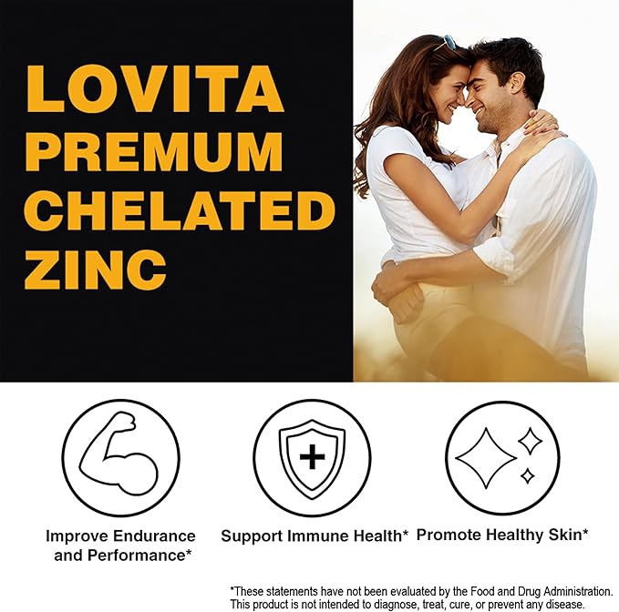 LOVITA Zinc 50mg | Potent Highly-Absorbed Chelated Zinc Supplements Picolinate &amp Bisglycinate | Vegan Gluten Free non-GMO | For Immune Antioxidant Support &amp Healthy Skin | 200 Capsules (Pa