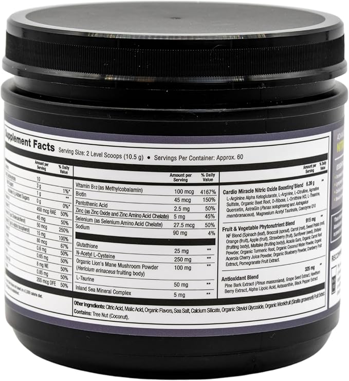 Cardio Miracle Nitric Oxide Supplement 60 Servings - Beet Root Powder with L-Arginine to Support Circulation Blood Flow Energy Endurance Stamina &amp Heart Health for Men and Women