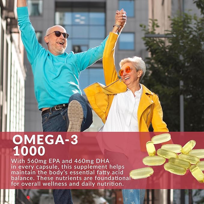 HAIM Omega-3 1000 Fish Oil Softgels — 1120mg Omega-3 with EPA DHA Fatty Acids — Burpless Odorless No Fishy Smell — Triple Strength Concentrated Supplement — Nutritional Softgels — 60 Count