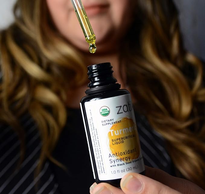 Zatik Naturals - Turmeric Supercritical Liquid with Black Seed Organic CO2 Extract Antioxidant Synergy Cold Pressed Unrefined Oil USDA Organic Certified Vegan Non-GMO 1.0 Fl Oz