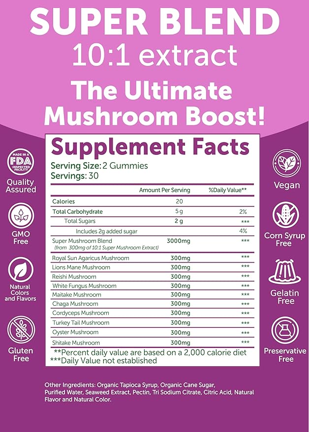 Lunakai USA Made Creatine &amp Super Mushroom Gummies Bundle – Daily Recovery &amp 10-Mushroom Complex Support – 60 Non-GMO Gummies Each