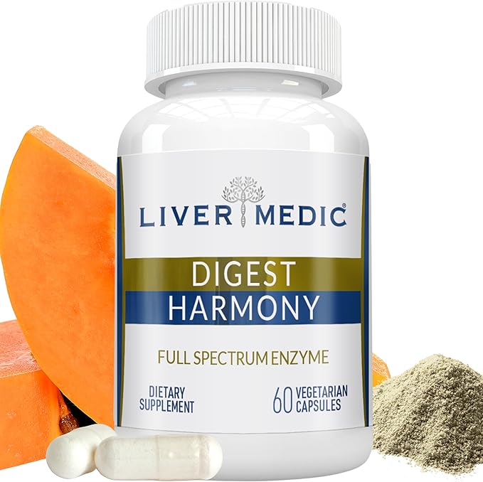 Digest Harmony Maximum Strength Digestive Enzymes Gluten Sensitivity Lipase Protease Cellulase Aloe Vera for Gallbladder Bloating Relief and Digestive Discomfort – 60 Capsules