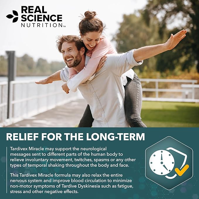 Real Science Tardivex All Natural Nerve Support Supplement for Neurological Balance - Includes Vinitrox GABA &amp Essential Vitamins for Controlled Movement &amp Coordination - Made in USA 60 Caps