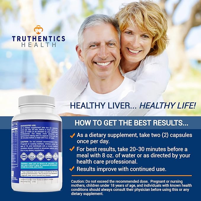 TRUTHENTICS Liver Health and Digestive Enzymes Bundle - Support for Liver Cleanse Detox Digestion Nutrient Absorption Occasional Gas and Bloating - Gluten Free Non-GMO