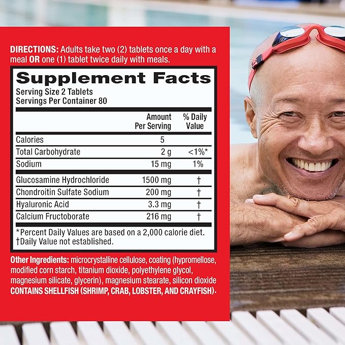 Move Free Advanced Glucosamine Chondroitin + Calcium Fructoborate Joint Support Supplement Supports Mobility Comfort Strength Flexibility &amp Bone - 160 Tablets (80 servings)*