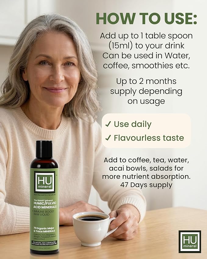 Fulvic Acid Trace Minerals Drops for Water - Raw Liquid Ionic Minerals with Humic Acid &amp Electrolytes - Energy Immune &amp Gut Support Detox - Vegan Plant-Based Concentrate - 8 oz