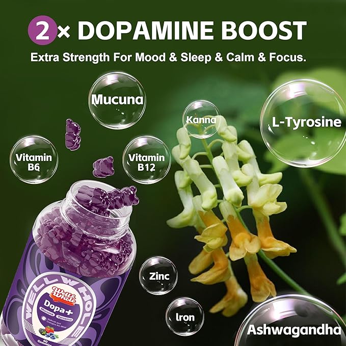 Well&ampWhole L-Lysine Gummies 1000mg and Dopamine Supplements for MoodFocus and Energy