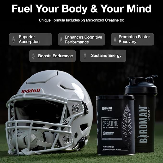 BIRDMAN Micronized Creatine Monohydrate Powder Muscle Recovery Caffeine Free Creatine Pre Workout Vegan Post Workout Gluten Free Sugar Free | 80 Servings (5 Grams Each) | 0.8lb