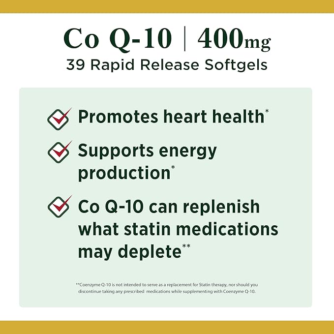 Nature's Bounty CoQ10 Dietary Supplement Supports Heart Health 400mg 39 Softgels (Pack of 3)