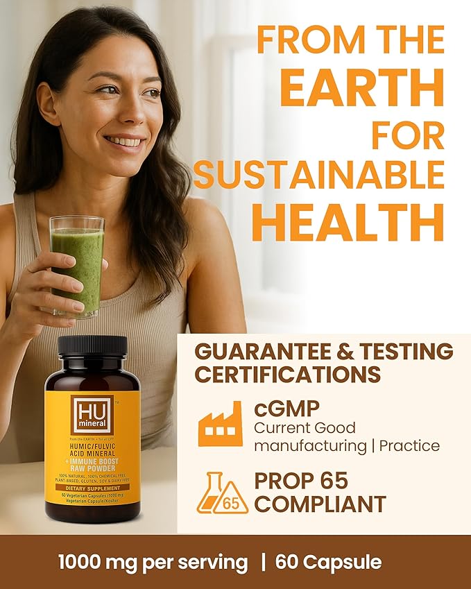 Humic &amp Fulvic Acid Supplement Capsules – Organic Plant-Based Acid Fulvic Supplement with Fulvic-Humic Mineral Blend for Detox &amp Absorption 60 ct