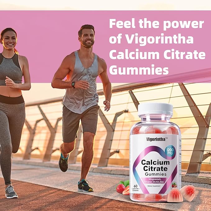 Calcium Citrate Gummies 1200mg with MagnesiumVitamin D3 K2 Calcium Supplements for Women &amp Men- Easy to Digest Vegan Gluten FreeSugar Free- Strawberry Flavor 120 Calcium Gummies