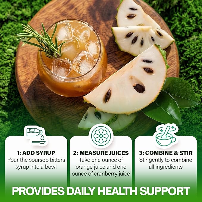 Soursop Bitters Liquid – Herbal Detox Formula with Soursop Turmeric Moringa &amp Black Seed by NutraPeaks – Supports Immune Health &amp Digestive Balance – 16 fl oz