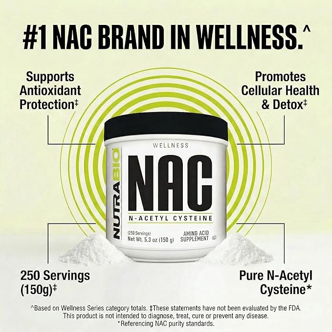 NutraBio N-Acetyl Cysteine Supplement (NAC) - 150 Grams Powder 600mg Serving - Powerful Anti-Oxidant - Immune Support - No Fillers - Non-GMO - Gluten Free