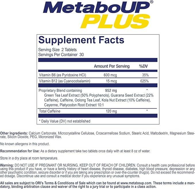 Lipozene Weight-Management Fiber Supplement 2 Bottles (60 Capsules Total) + MetaboUP Plus 30ct | Non-Stimulant Glucomannan Formula