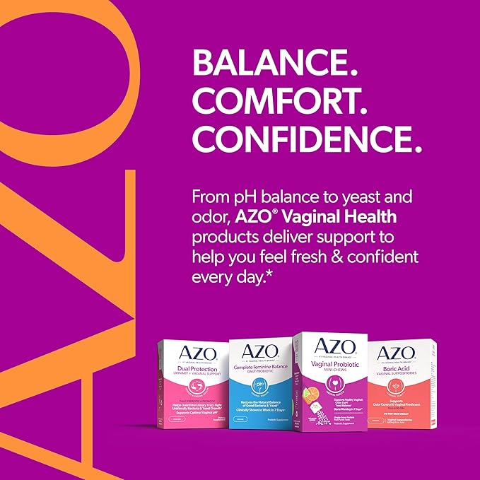 AZO Vaginal Probiotic Mini-Chews for Women Supports Healthy Vaginal Odor Healthy Vaginal Flora Yeast Balance and pH* Delicious Fruit Punch Taste 14 Count