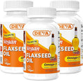 DEVA Organic Vegan Vitamins Flax Seed Oil - Rich in Omega-3 Cold-Pressed &amp Unrefined - 90 Capsules (Pack of 3)