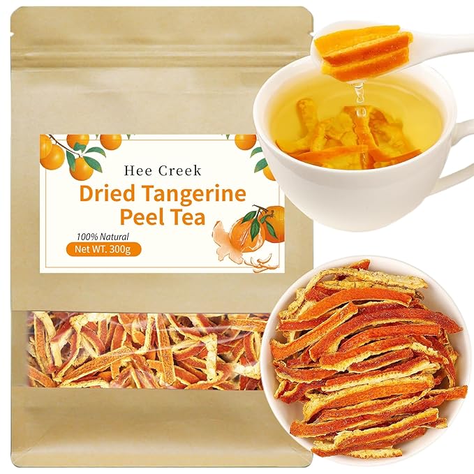 Hee Creek Dried Tangerine Peel Strips 300g/10.58oz Natural Chinese Herbal Tea Dried Orange Peel Chen Pi Sulfur Free 陈皮 橘皮丝
