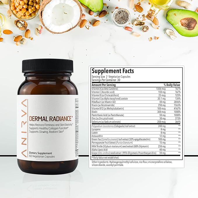 Skin Supplement with Antioxidants Health and Beauty Supplements with Multivitamins for Glowing Skin Anti Aging Vitamins Dermal Radiance