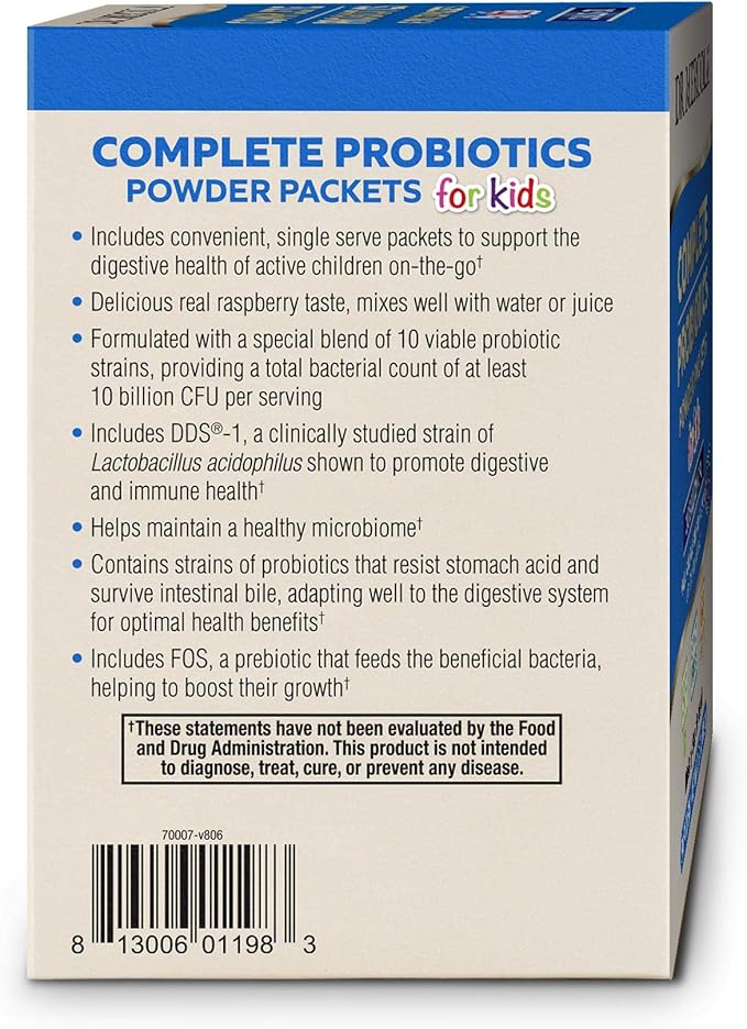 Dr. Mercola Complete Probiotics Powder Packets for Kids - Supports Digestive &amp Immune Health - 10 Strains - with Prebiotics - Non-GMO Gluten-Free &amp Soy-Free - 30 Packets