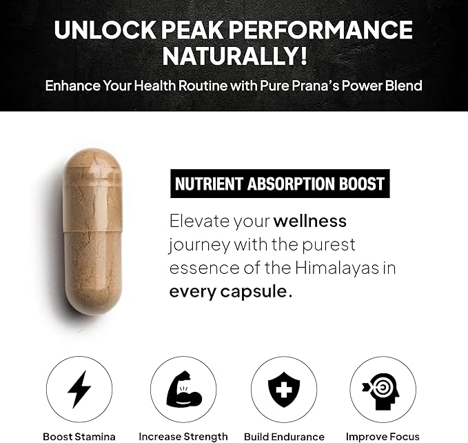 Pure Prana Shilajit Ashwagandha Capsules with Safed Musli &amp Gokshura for Men &amp Women – Herbal Energy Vitality Supplement with Tribulus &amp Mucuna – 60 Capsules (2.47 oz)