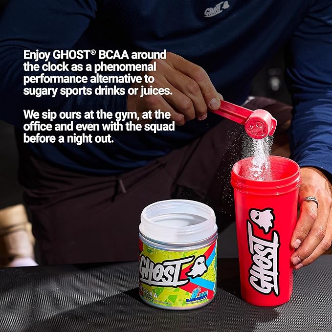 GHOST BCAA Powder Amino Acids Supplement Blue Raspberry - 30 Servings - Sugar-Free Intra Post &amp Pre Workout Amino Powder &amp Recovery Drink 7G BCAA