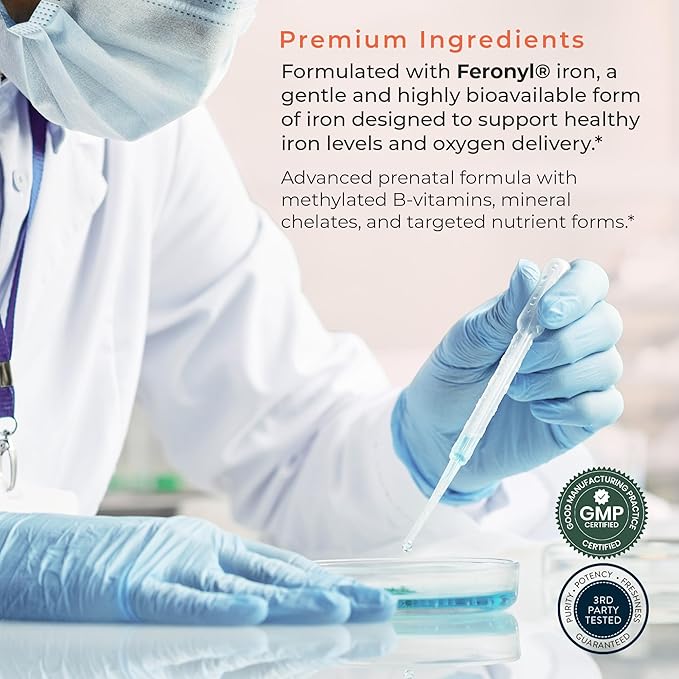 Peak Prenatal - Doctor Formulated Prenatal Vitamins for Women - Third Party Tested Fertility Supplement - Choline Methylated Folate Vitamin D Iron Probiotics - 30 Day Supply