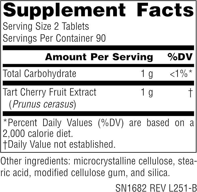 Source Naturals Cherry Fruit Extract Dietary Supplement - 500 mg - 180 Vegetarian Tablets