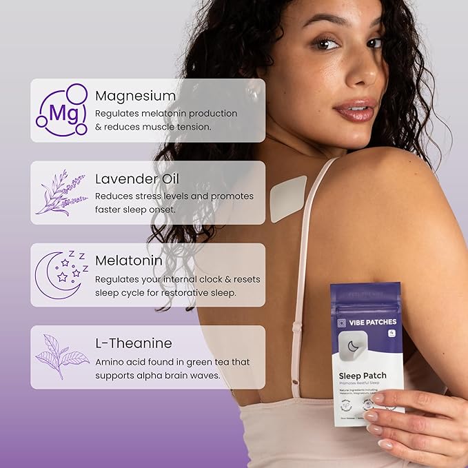 Sleep Patch | Wearable Wellness with Melatonin Magnesium and L-Theanine | Long Lasting Patch for 8-10 Hours | Vegan &amp Latex Free | 4 Patches Per Pack 3 Pack