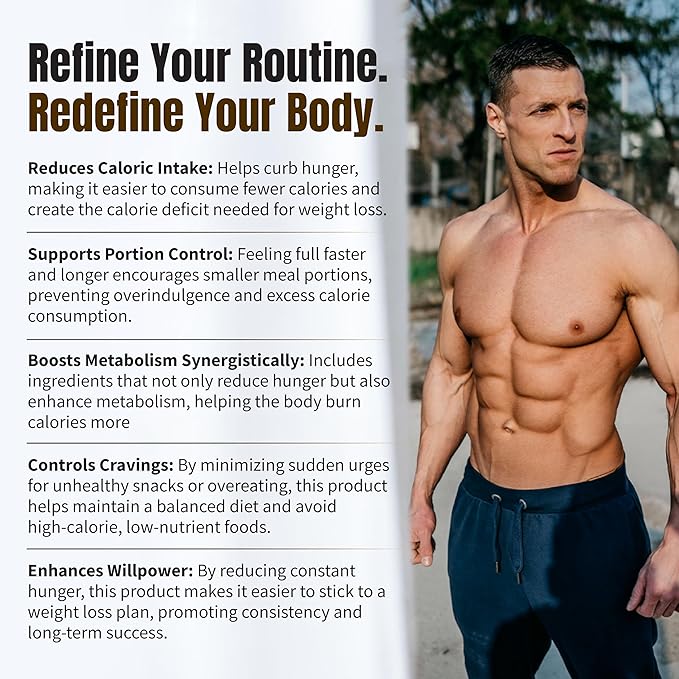 PREMIUM Male Appetite Suppressant - Weight Loss Pills Fat Burner for Men GLP-1 Pathway Support - Can Help Sustain Muscle While Burning Fat - Powerful Fat Burning Assistance- 60 Capusles