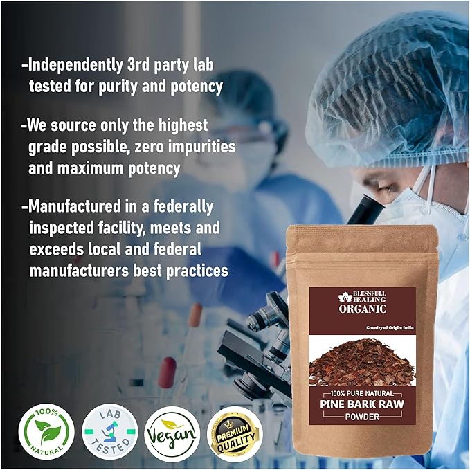 Blessfull Healing Organic Pine Bark Raw Powder 100% Pure Natural 300 Gram / 10.58 oz