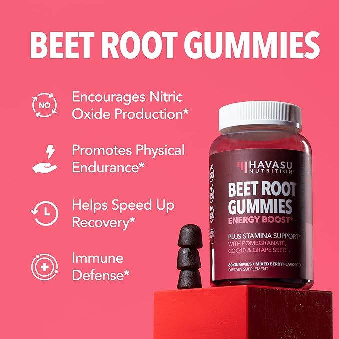 HAVASU NUTRITION Beet Root Gummies with CoQ10 (30 Servings) &amp French Maritime Pine Bark Extract Capsules (30 Servings)