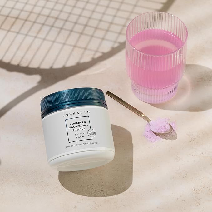 JSHealth Magnesium Powder for Sleep. 400mg Triple-Form Glycinate Citrate Amino Acid Chelate. Raspberry Lemonade. By Nutritionist Jessica Sepel (30 Servings) - Raspberry Lemonade