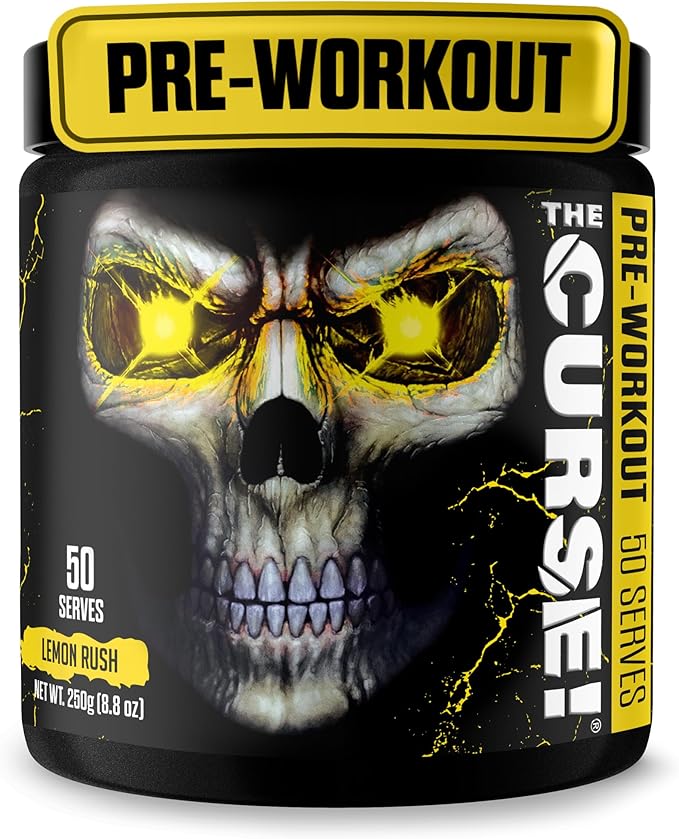 JNX SPORTS The Curse! Lemon Rush Pre Workout Powder with Creatine – Extreme Energy Preworkout for Men &amp Women – 50 Servings – L Citrulline Beta Alanine &amp Caffeine for Pump Strength &amp Foc