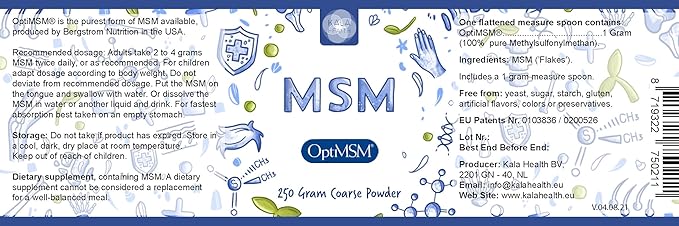 Procapsin OptiMSM – Pure Methylsulfonylmethane MSM Supplement Powder – Organic Gluten Free Non-GMO – Opti MSM Sulfur Crystals/Powder for Kids and Adults (250Grams)
