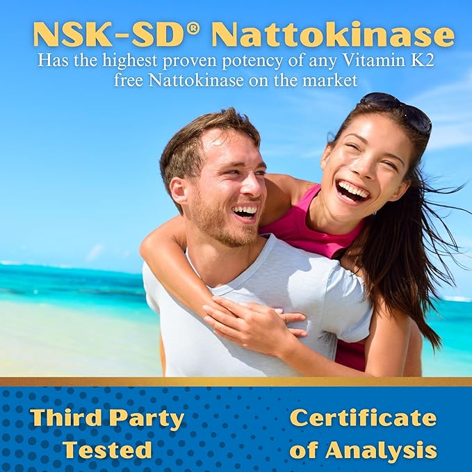 NSK-SD Nattokinase - Cardiovascular Support - High Potency Nattokinase Supplement - Optimizes Circulation Non-GMO Vegetarian JHFA &amp JNKA Recognized - 60 Ct