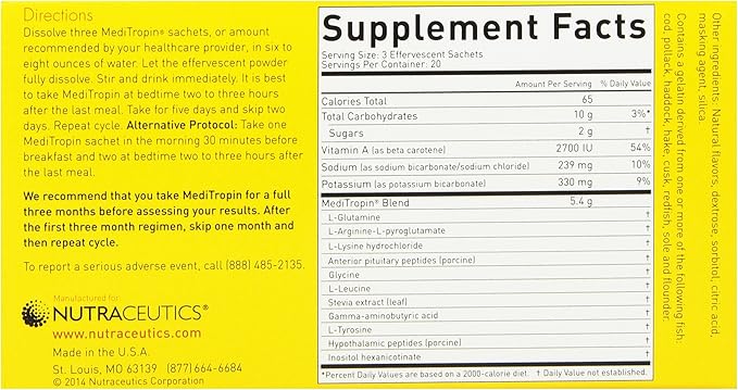 Meditropin – Anti-Aging Amino Acid Supplement for Adults – Supports Natural Growth Hormone Production Vitality &amp Recovery – 60 Sachets