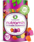 NUTRAMIN Daily Vegan Keto Multivitamin Gummies Non-GMO Natural Vitamin C D + Zinc for Immunity Plant-Based Sugar-Free Nut-Free Gluten-Free Biotin Vitamin A B B6 B12 &amp More 45 Days (90 Co