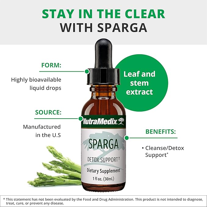 NutraMedix Sparga Tincture - Antioxidant-Rich Asparagus Extract for Cleansing and Detox Support - Mix Liquid Drops with Water for Body Detox Drink (1oz / 30ml)
