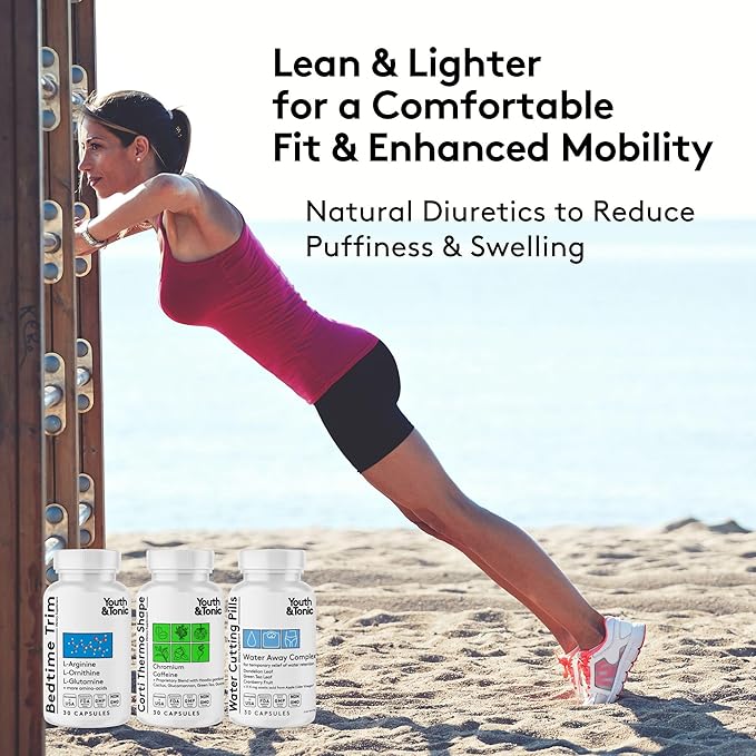 Youth &amp Tonic Lean Sculpt Defined Cleanse – Water Weight Away Cortithermo Shape &amp Bedtime Trim for Detox Metabolism Bloating Energy &amp Dietary Discipline for Mindful Eating – 90 Pills for
