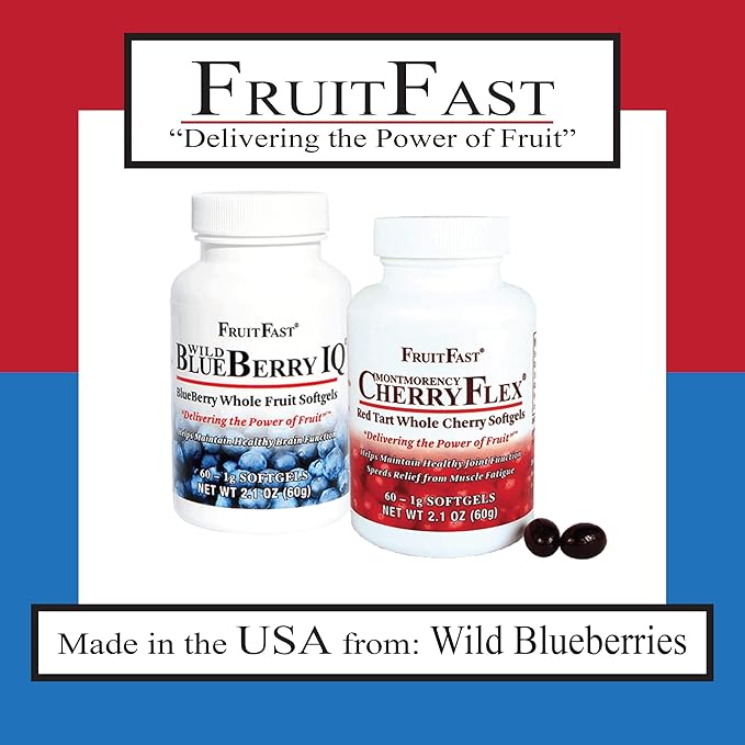 Wild Blueberry IQ by FruitFast | 60 Count - Non-GMO - Gluten Free - Paste Filled Chewable Softgel
