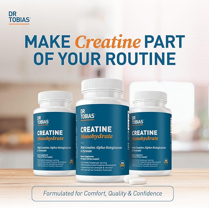 Dr. Tobias Creatine Monohydrate Pills | 5g Complex with Creatine Alpha-Ketoglutarate &amp Pyruvate | Muscle Strength Energy &amp Recovery | 90 Tablets