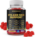 Eye &amp Skin Support Gummies – Lutein 20mg Zeaxanthin Lycopene Astaxanthin CoQ10 Omega-3 DHA Hyaluronic Acid Vitamin C &amp E – Vision &amp Skin Hydration Chewables with Antioxidant Botanic