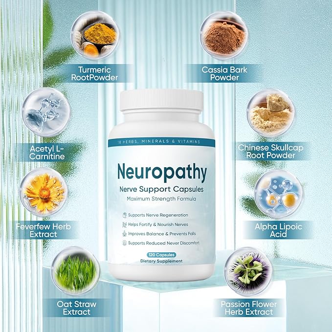 Neuropathy Support Nerve Supplement – with 600 mg Alpha Lipoic Acid B-Complex L-Carnitine Supports Nerve Comfort Calming &amp Improve Overall Health – Vegan Non-GMO120 Capsules