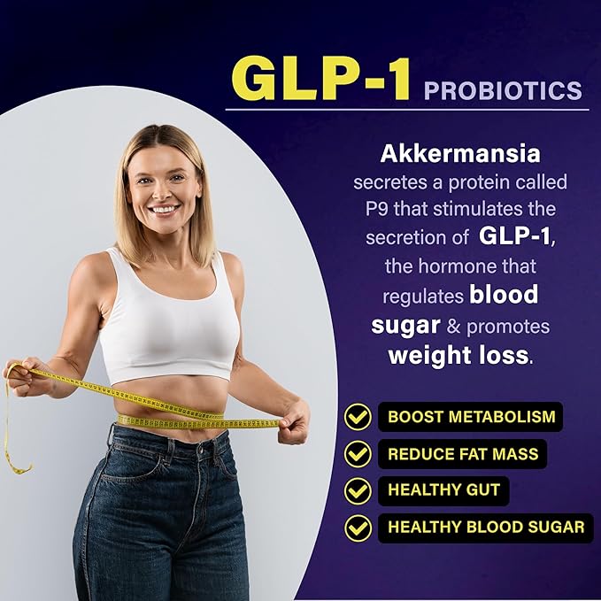 FOLONA Delayed Release Akkermansia GLP-1 Probiotic with Berberine and Soluble Beta-Glucan Prebiotic Fiber 3 Billion AFU 60 Capsules (2 Months Supply) for Gut Health Support