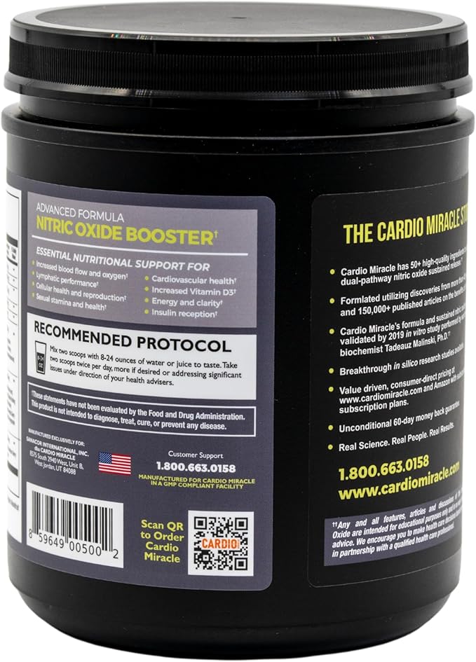 Cardio Miracle Nitric Oxide Supplement 90 Servings - Beet Root Powder with L-Arginine to Support Circulation Blood Flow Energy Endurance Stamina &amp Heart Health for Men and Women