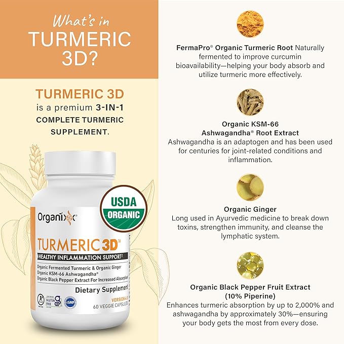 Organixx Clean Sourced Collagens (30 Servings) &amp Turmeric 3D (60 Caps) Bundle Collagen Protein Organic Turmeric Ginger &amp Ashwagandha Supports Joints Skin Hair Nails &amp Immune Health