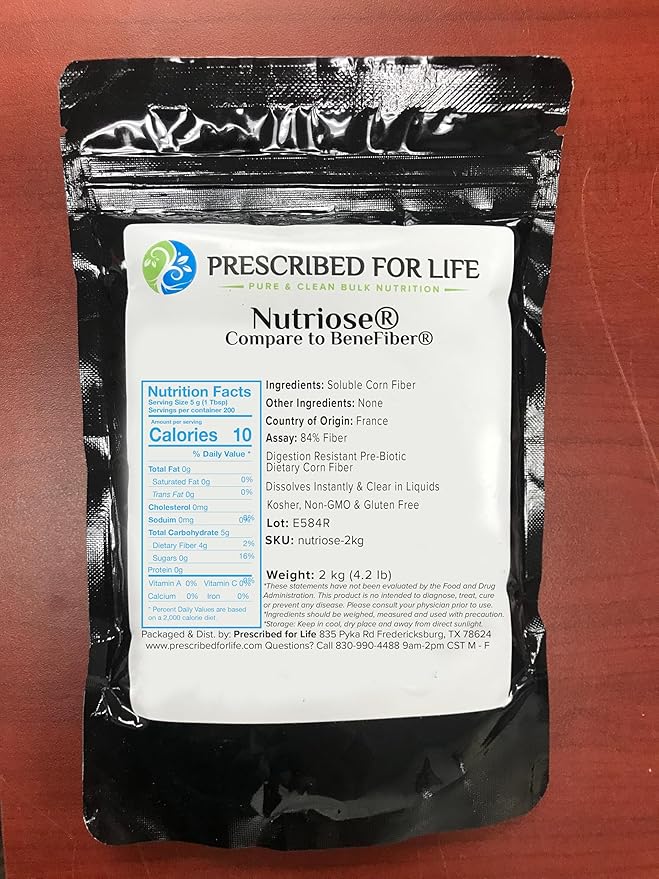 Prescribed For Life Nutriose Powder Natural Fiber Supplement Prebiotic Soluble Corn Fiber for Adults Gluten Free Vegan Non GMO (2kg)