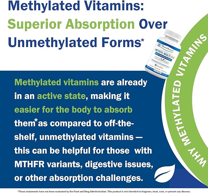 Power By Naturals Methyl Multi One – Iron-Free Methylated Multivitamin with Methyl B12 5-MTHF CoQ10 &amp Zinc – Methylation Support for Men &amp Women – 120 Capsules 2-Pack (4-Month Supply)
