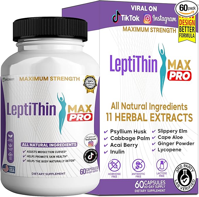 LeptiThin MAX PRO Maximum Strength Dietary Supplement 60 Capsules 30-Day Supply All Natural Ingredients (1)